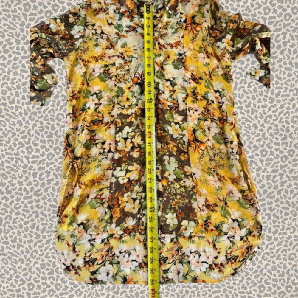 Women's Blouse Long Sleeve Sheer Floral Size Medium - Picture 10 of 12